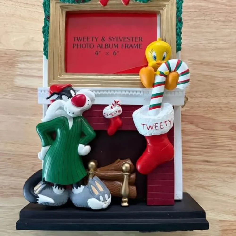 Looney Tunes Photo Album 1994 Picture Frame Tweety Sylvester Christmas Vintage -